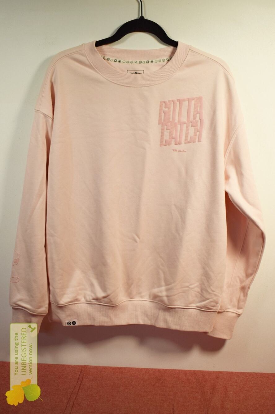 Pokemon Graphic Crewneck Pullover Women's Sweatshirt Gotta Catch Pink XS (Marks)